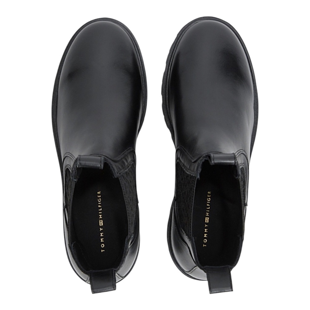 TOMMY HILFIGER</br>Tommy Hilfiger Leather Th Monogram Panel Chelsea Boots FW0FW09562-BDS Γυναικεία Μποτάκια Μαύρο Δέρμα TOMMY HILFIGER</br>Tommy Hilfiger Leather Th Monogram Panel Chelsea Boots FW0FW09562-BDS Γυναικεία Μποτάκια Μαύρο Δέρμα