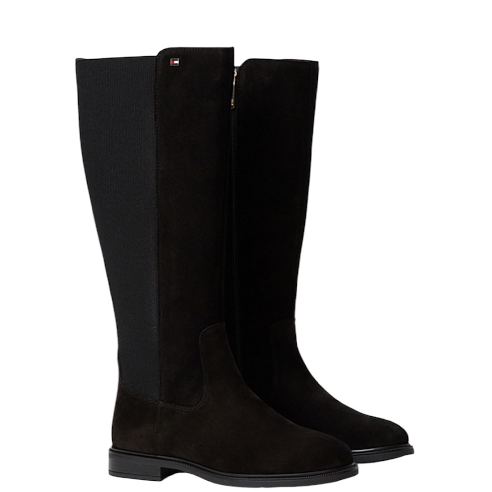 TOMMY HILFIGER</br>Tommy Hilfiger Enamel Flag Suede High Chelsea FW0FW09574-BDS Γυναικείες Μπότες Μαύρο Suede TOMMY HILFIGER</br>Tommy Hilfiger Enamel Flag Suede High Chelsea FW0FW09574-BDS Γυναικείες Μπότες Μαύρο Suede