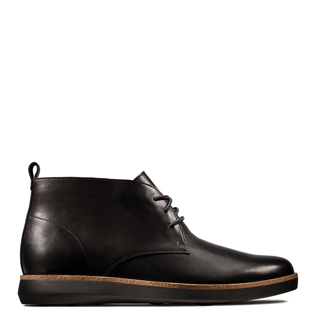 CLARKS</br>Ανδρικά Μποτάκια Μαύρο Δέρμα FAIRFORD MID Clarks