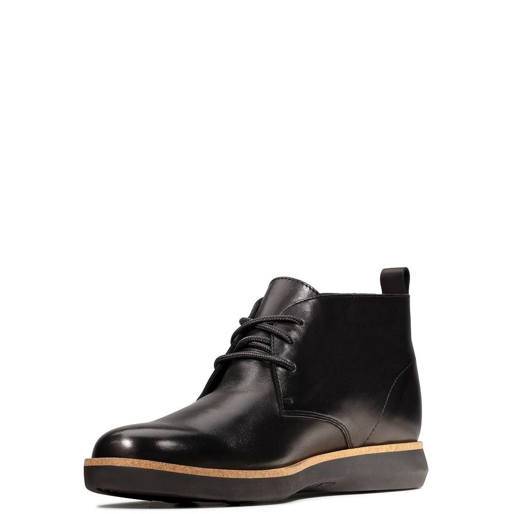 CLARKS</br>Ανδρικά Μποτάκια Μαύρο Δέρμα FAIRFORD MID Clarks