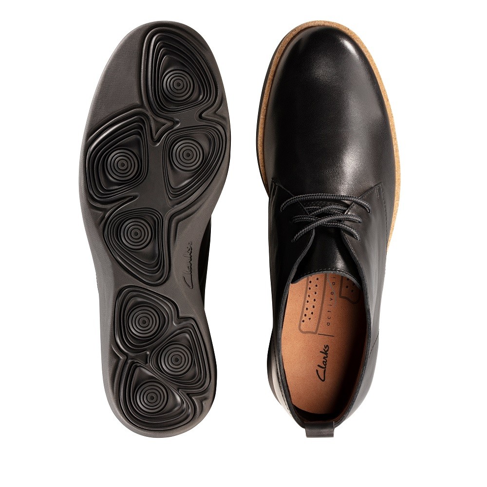 CLARKS</br>Ανδρικά Μποτάκια Μαύρο Δέρμα FAIRFORD MID Clarks