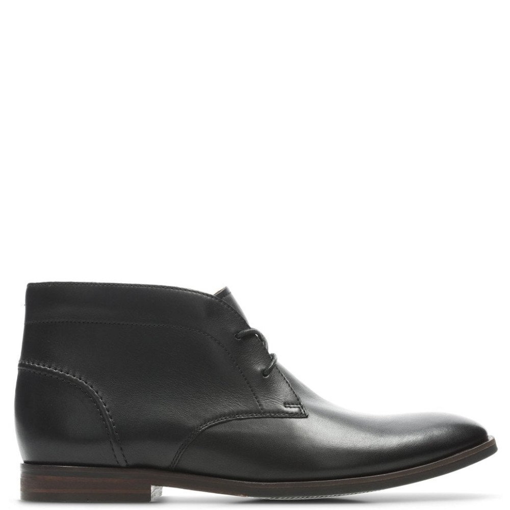 CLARKS</br>Ανδρικά Μποτάκια Μαύρο Δέρμα GLIDE CHUKKA Clarks