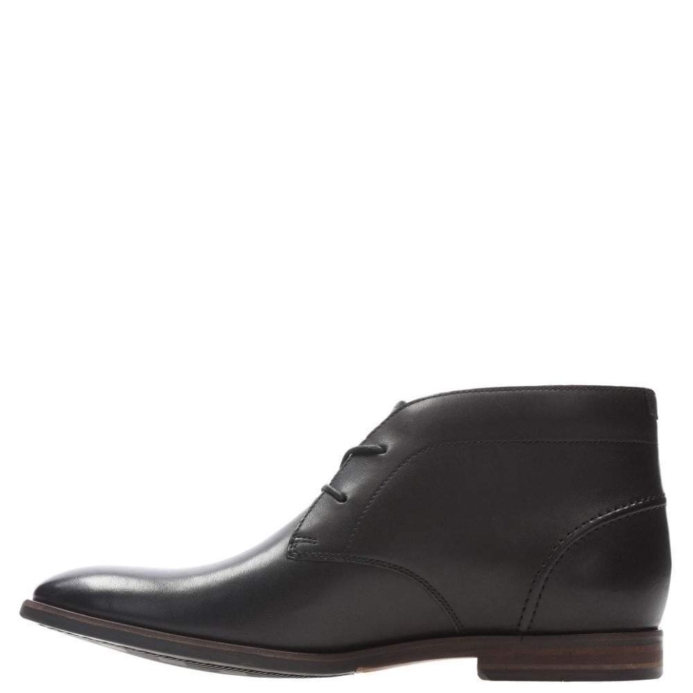 CLARKS</br>Ανδρικά Μποτάκια Μαύρο Δέρμα GLIDE CHUKKA Clarks