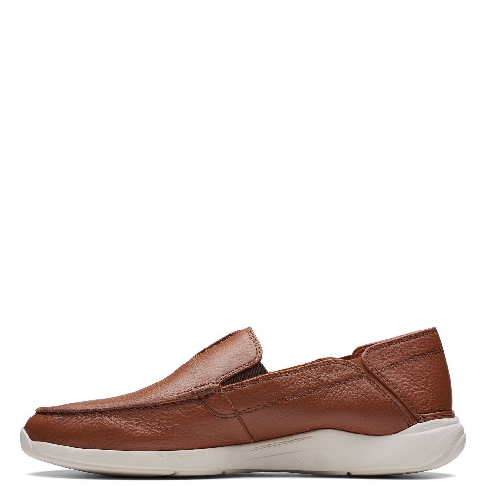 CLARKS</br>Ανδρικά Μοκασίνια/Loafers Ταμπά Δέρμα GORWIN STEP Clarks