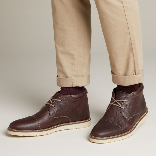 Ανδρικά Μποτάκια Καφέ Δέρμα GRANDIN TOP Clarks Ανδρικά Μποτάκια Καφέ Δέρμα GRANDIN TOP Clarks