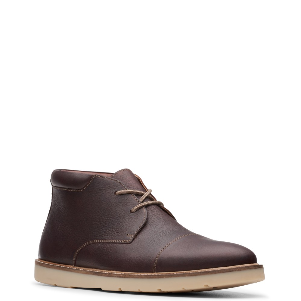 CLARKS</br>Ανδρικά Μποτάκια Καφέ Δέρμα GRANDIN TOP Clarks