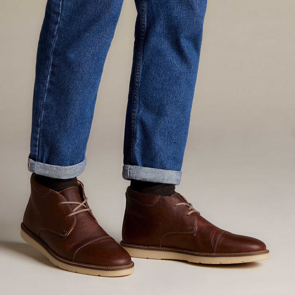 CLARKS</br>Ανδρικά Μποτάκια Ταμπά Δέρμα GRANDIN TOP Clarks