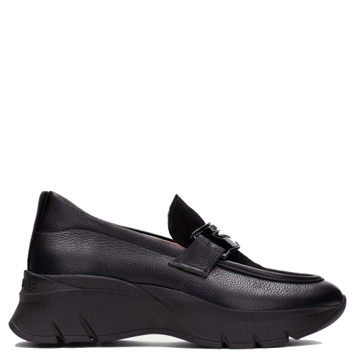 Γυναικεία Μοκασίνια Μαύρο Δέρμα HI243631 Hispanitas