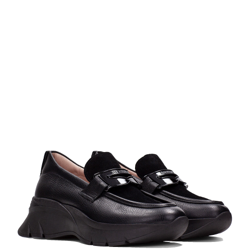 Γυναικεία Μοκασίνια Μαύρο Δέρμα HI243631 Hispanitas