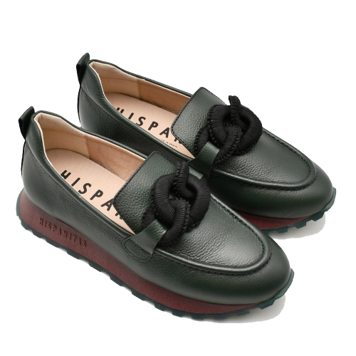 Γυναικεία Μοκασίνια Πράσινο Δέρμα HI243704 Hispanitas