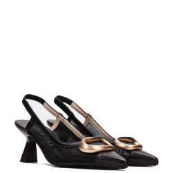 Γυναικείες Γόβες Slingback Μαύρο Δέρμα HV253957 Hispanitas