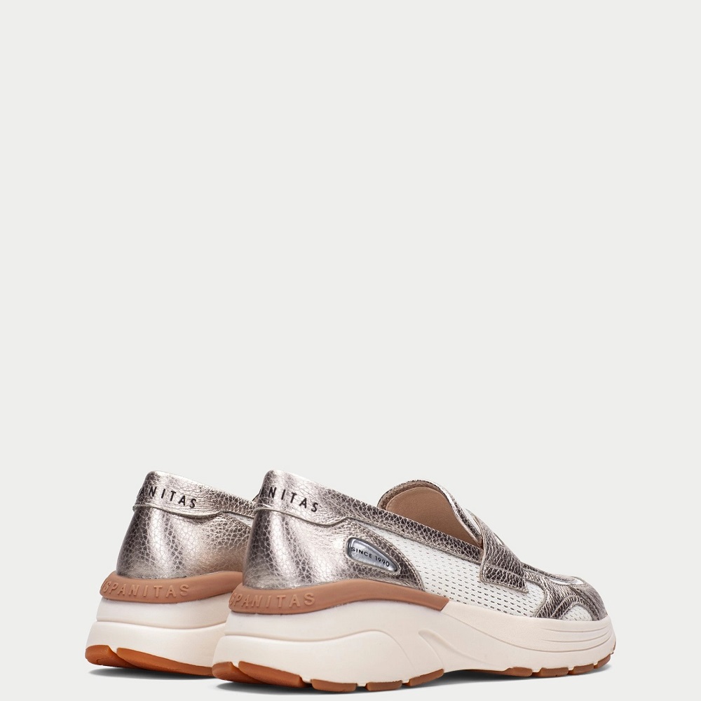 HISPANITAS</br>Hispanitas HV264508 Γυναικεία Μοκασίνια Λευκό/Χρυσό Δέρμα