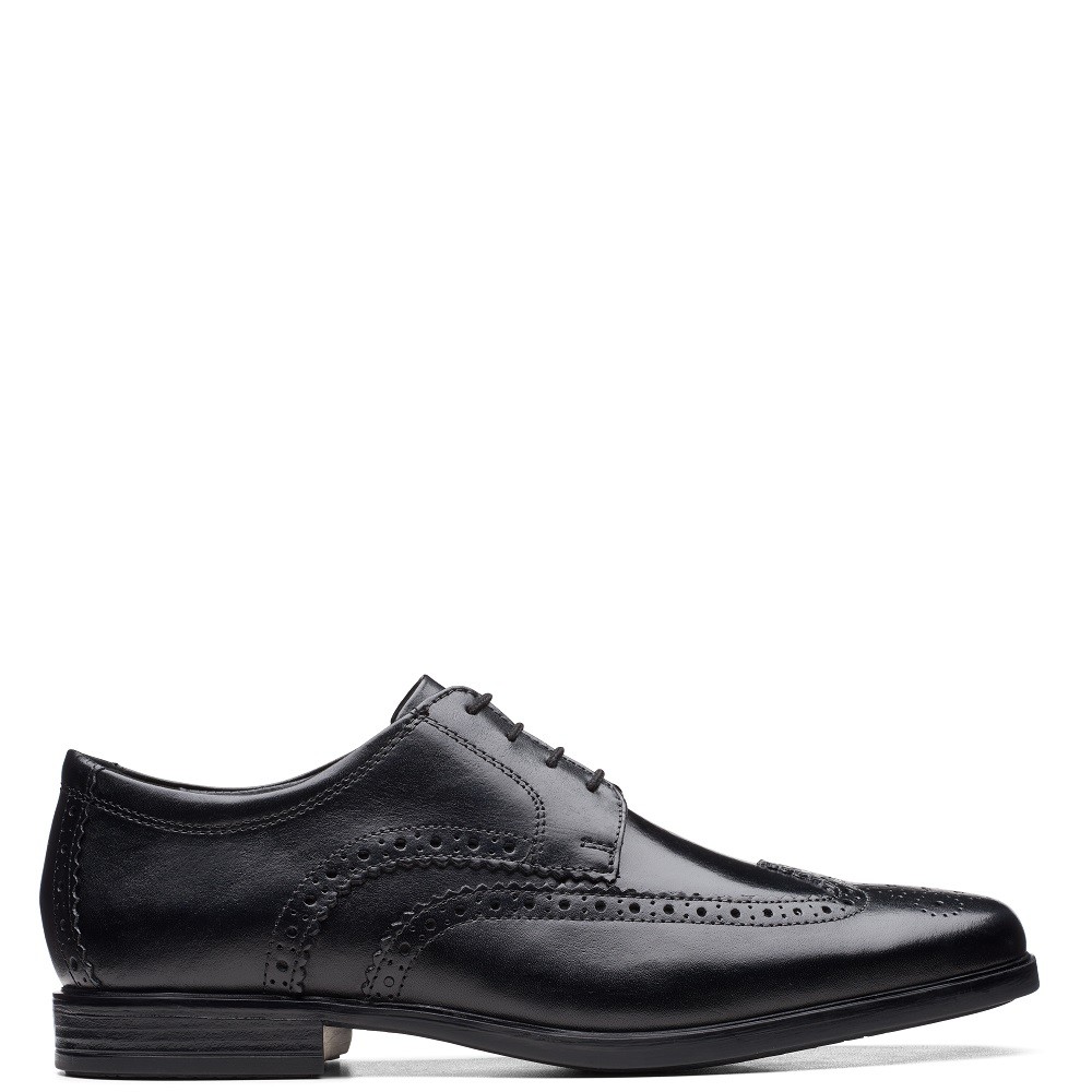 </br>Ανδρικά Δετά Παπούτσια Μαύρο Δέρμα HOWARD WING (H) Clarks