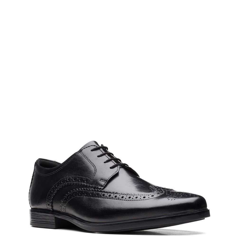 </br>Ανδρικά Δετά Παπούτσια Μαύρο Δέρμα HOWARD WING (H) Clarks