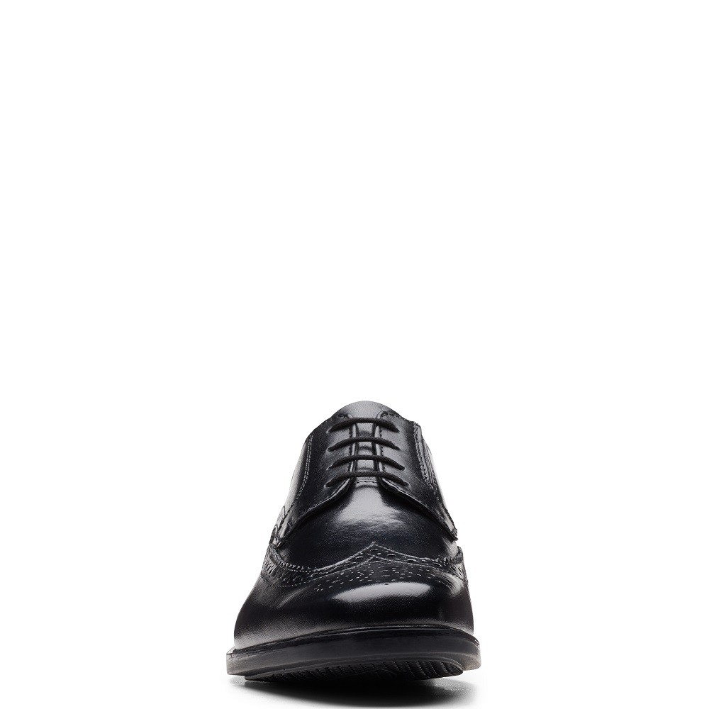 </br>Ανδρικά Δετά Παπούτσια Μαύρο Δέρμα HOWARD WING (H) Clarks