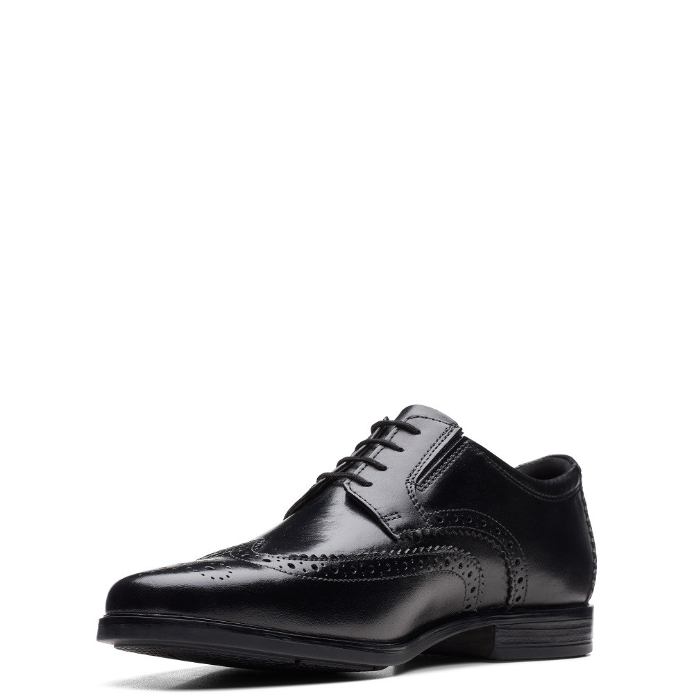 </br>Ανδρικά Δετά Παπούτσια Μαύρο Δέρμα HOWARD WING (H) Clarks