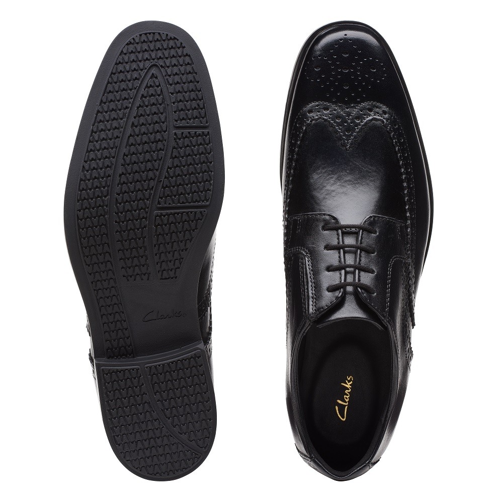 </br>Ανδρικά Δετά Παπούτσια Μαύρο Δέρμα HOWARD WING (H) Clarks