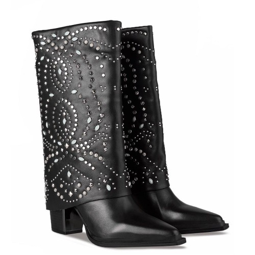 Γυναικείες Μπότες Μαύρο Δέρμα I240560 Alma En Pena