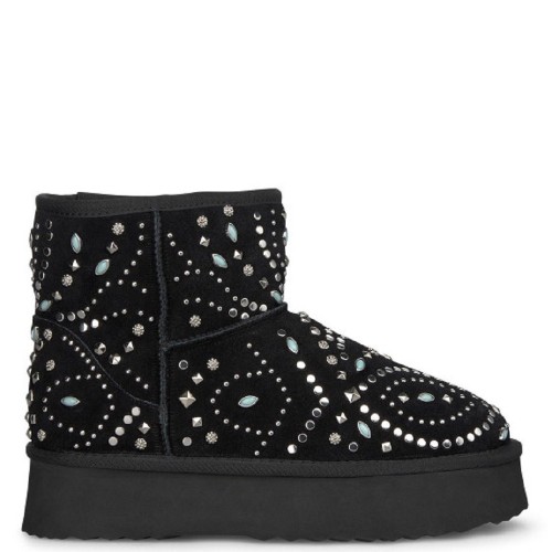 Γυναικεία Μποτάκια Μαύρο Δέρμα I241042 Alma En Pena