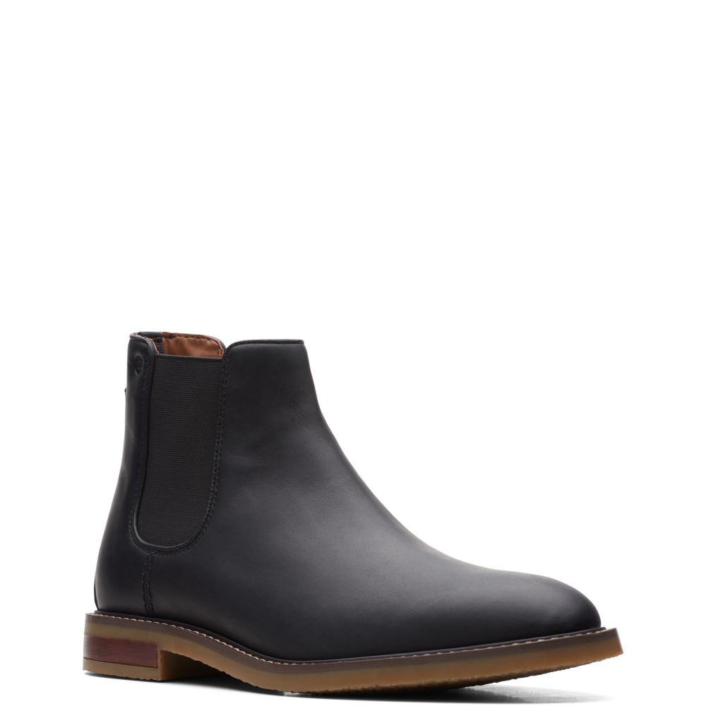 CLARKS</br>Ανδρικά Μποτάκια Μαύρο Δέρμα JAXEN CHELSEA Clarks CLARKS</br>Ανδρικά Μποτάκια Μαύρο Δέρμα JAXEN CHELSEA Clarks