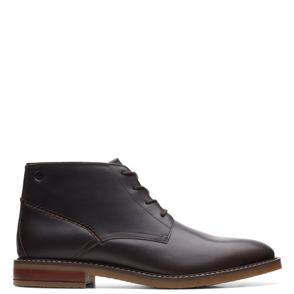 CLARKS</br>Ανδρικά Μποτάκια Καφέ Δέρμα JAXEN MID Clarks