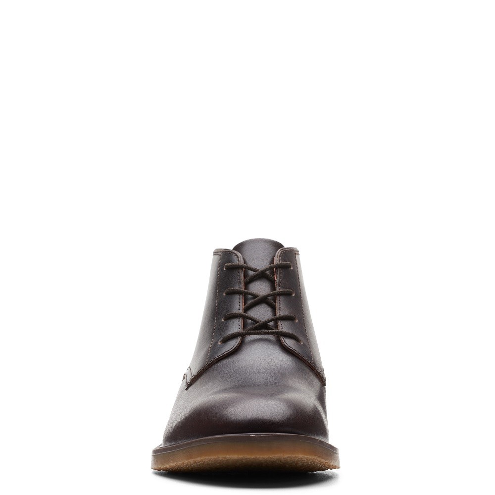 CLARKS</br>Ανδρικά Μποτάκια Καφέ Δέρμα JAXEN MID Clarks