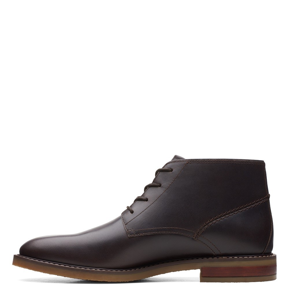 CLARKS</br>Ανδρικά Μποτάκια Καφέ Δέρμα JAXEN MID Clarks