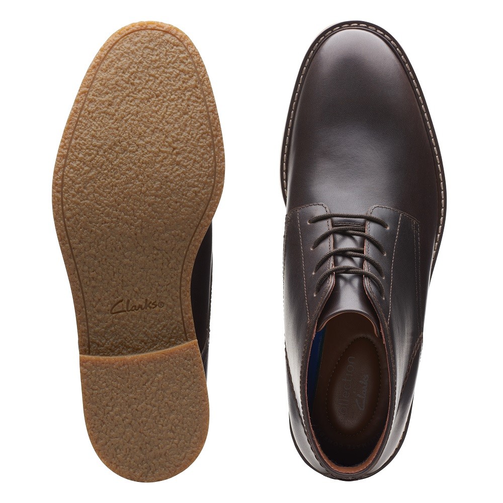 CLARKS</br>Ανδρικά Μποτάκια Καφέ Δέρμα JAXEN MID Clarks