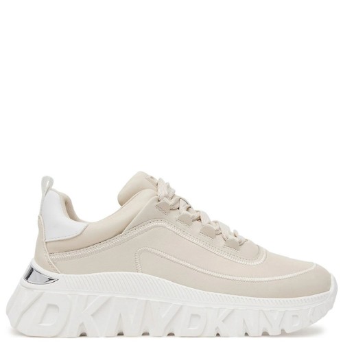 DKNY LACOMBE K1522639-BNE Γυναικεία Lace Up Sneakers Εκρού Δέρμα