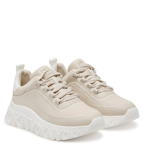 DKNY LACOMBE K1522639-BNE Γυναικεία Lace Up Sneakers Εκρού Δέρμα