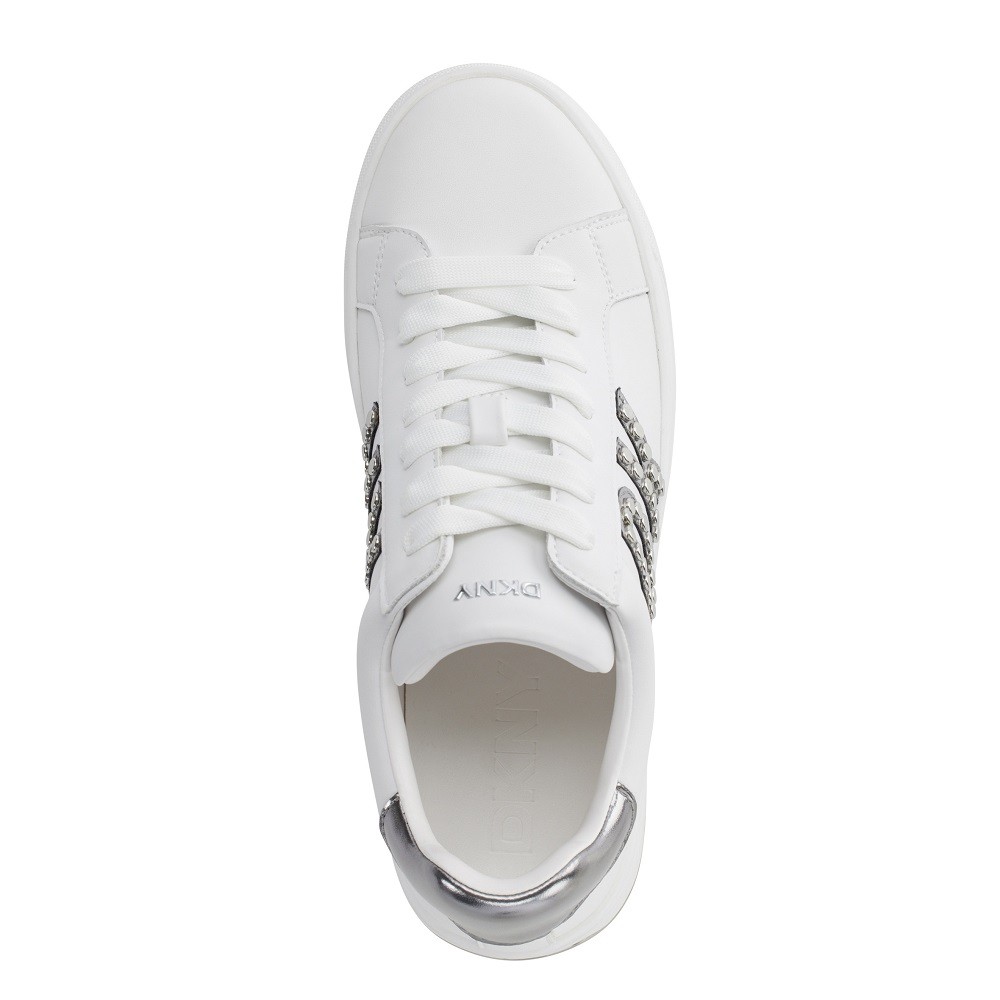 DKNY</br>Γυναικεία Sneakers Λευκό/Ασημί Δέρμα ABENI K1552711-4WN DKNY DKNY</br>Γυναικεία Sneakers Λευκό/Ασημί Δέρμα ABENI K1552711-4WN DKNY