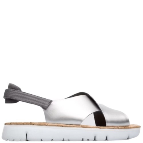 Camper K200157-011 ORUGA SANDAL Γυναικεία Πέδιλα Ασημί Δέρμα