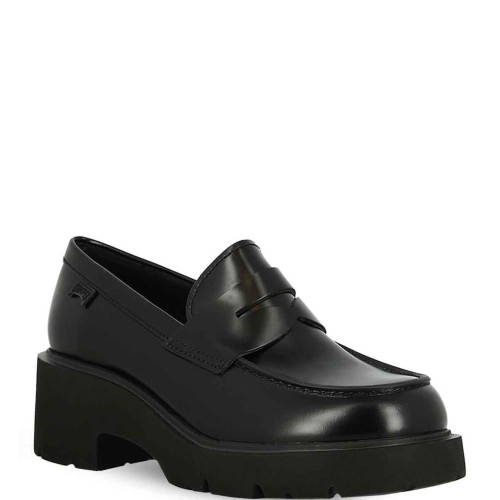 Γυναικεία Μοκασίνια Μαύρο Δέρμα MILAH K201425-002 Camper