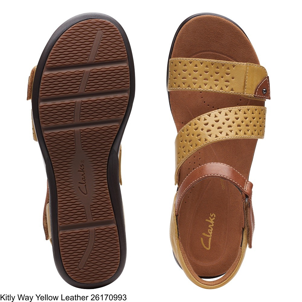 CLARKS</br>Γυναικεία Σανδάλια Κίτρινο Δέρμα KITLY WAY Clarks