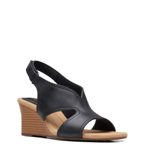 Clarks KYARRA ASTER Γυναικείες Πλατφόρμες Μαύρο Δέρμα