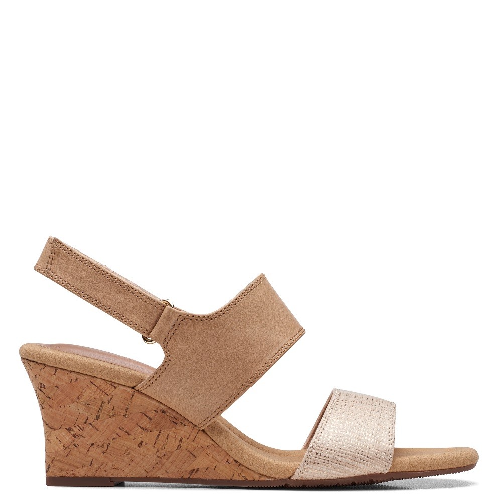 CLARKS</br>Γυναικείες Πλατφόρμες Μπεζ Δέρμα KYARRA FAYE Clarks