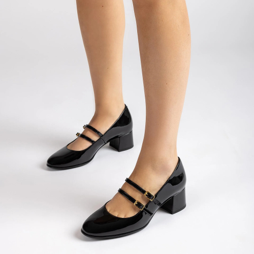 Γυναικεία Mary Jane Μαύρο Λουστρίνι LENZEL Unisa