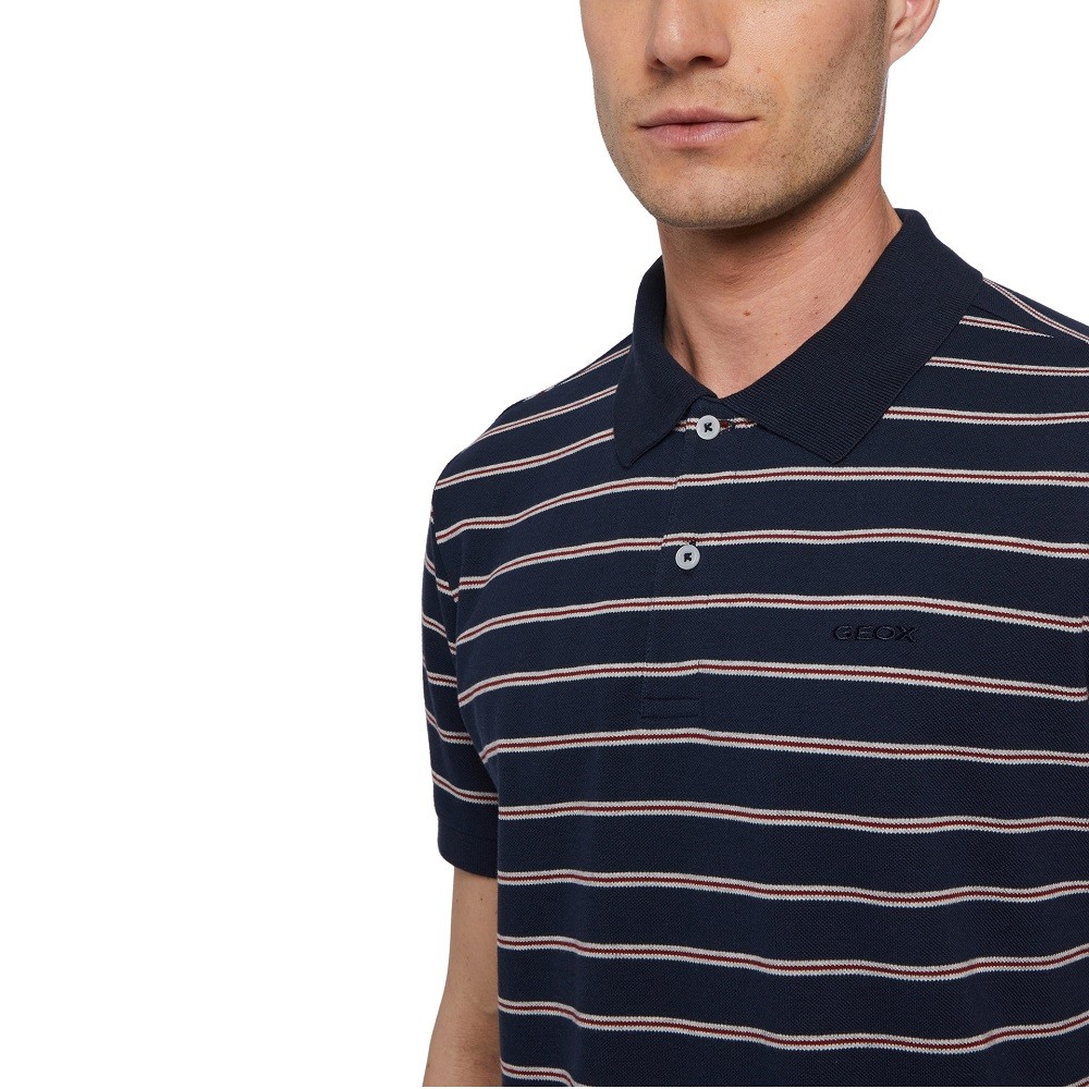 GEOX</br>Ανδρικό Polo T-shirt Μπλε Ριγέ Pique Regular M2510D T2929 F4562 Geox GEOX</br>Ανδρικό Polo T-shirt Μπλε Ριγέ Pique Regular M2510D T2929 F4562 Geox