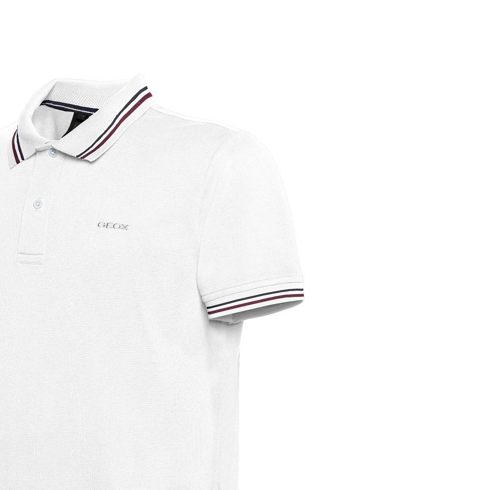 GEOX</br>Ανδρικό Polo T-shirt Λευκό Pique Regular M3510A T2649 F1492 Geox GEOX</br>Ανδρικό Polo T-shirt Λευκό Pique Regular M3510A T2649 F1492 Geox