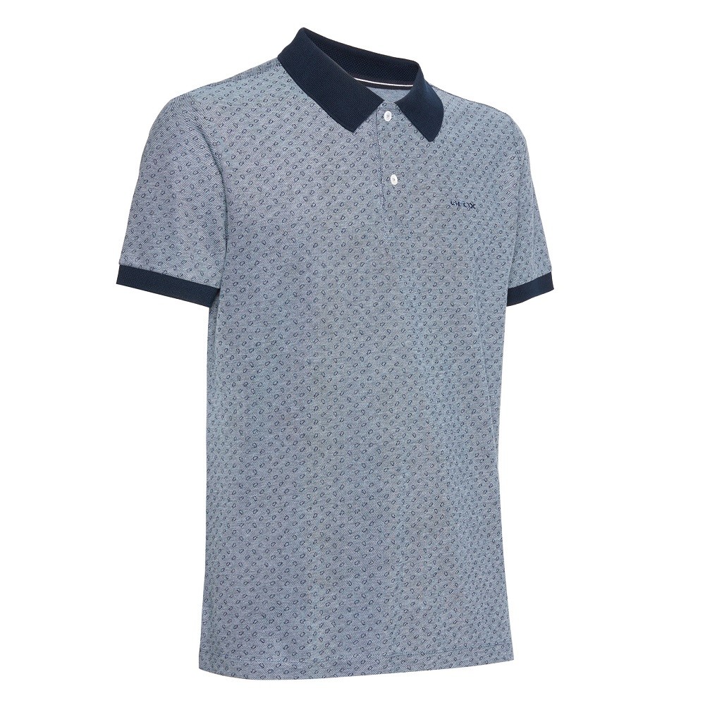 GEOX</br>Ανδρικό Polo T-shirt Μπλε Με Μικροσχέδιο Pique Regular M3510J T3004 F4594 Geox GEOX</br>Ανδρικό Polo T-shirt Μπλε Με Μικροσχέδιο Pique Regular M3510J T3004 F4594 Geox