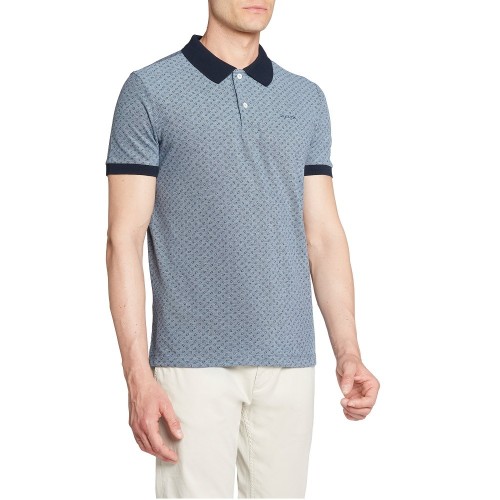 Ανδρικό Polo T-shirt Μπλε Με Μικροσχέδιο Pique Regular M3510J T3004 F4594 Geox