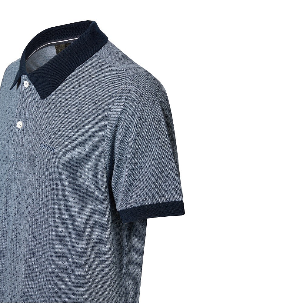 GEOX</br>Ανδρικό Polo T-shirt Μπλε Με Μικροσχέδιο Pique Regular M3510J T3004 F4594 Geox GEOX</br>Ανδρικό Polo T-shirt Μπλε Με Μικροσχέδιο Pique Regular M3510J T3004 F4594 Geox