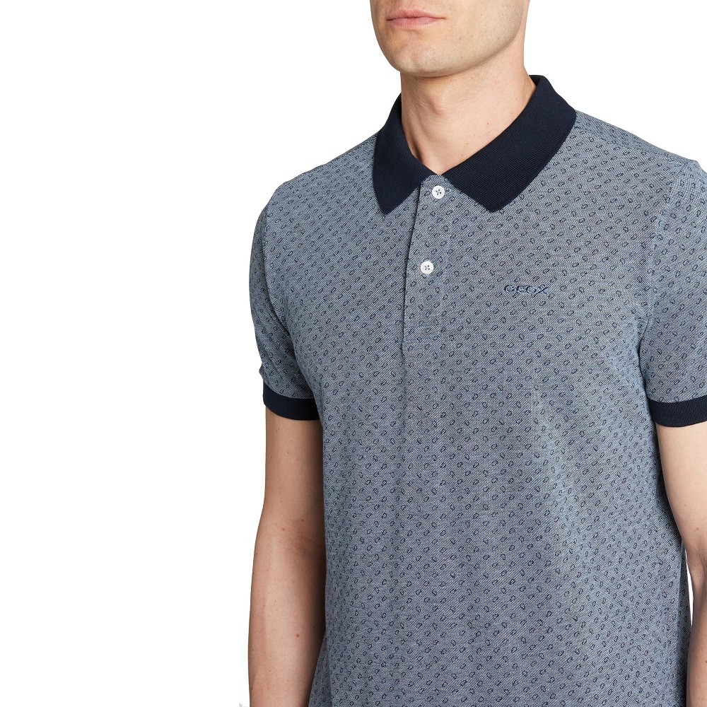 GEOX</br>Ανδρικό Polo T-shirt Μπλε Με Μικροσχέδιο Pique Regular M3510J T3004 F4594 Geox GEOX</br>Ανδρικό Polo T-shirt Μπλε Με Μικροσχέδιο Pique Regular M3510J T3004 F4594 Geox