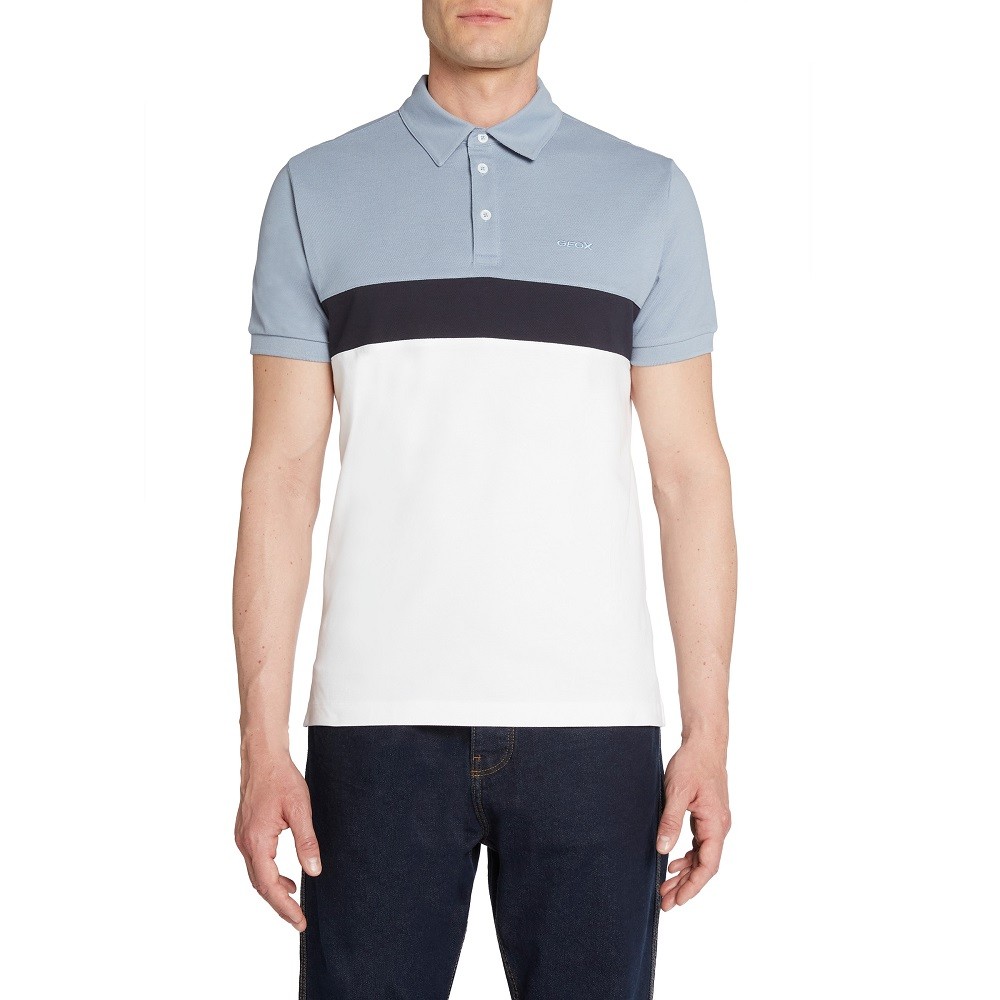 GEOX</br>Ανδρικό Polo T-shirt Λευκό/Γκρι Pique Regular M3510K T2649 F1695 Geox GEOX</br>Ανδρικό Polo T-shirt Λευκό/Γκρι Pique Regular M3510K T2649 F1695 Geox
