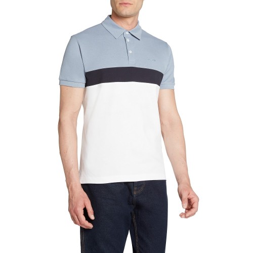 Ανδρικό Polo T-shirt Λευκό/Γκρι Pique Regular M3510K T2649 F1695 Geox