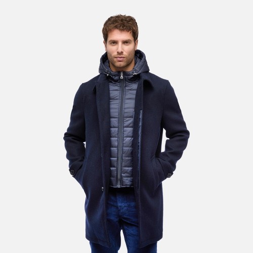Geox MONREALE LONG COAT M5615E T3303 F1624 Ανδρικό Παλτό Μάλλινο Μπλε 