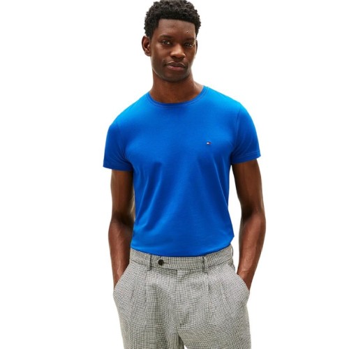 Tommy Hilfiger Core Stretch Slim MW0MW10800-C7F Ανδρικό T-shirt Μπλε Ηλεκτρίκ