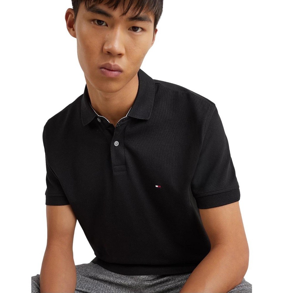 TOMMY HILFIGER</br>Ανδρικό Polo T-shirt Μαύρο Regular MW0MW17770-BDS Tommy Hilfiger TOMMY HILFIGER</br>Ανδρικό Polo T-shirt Μαύρο Regular MW0MW17770-BDS Tommy Hilfiger