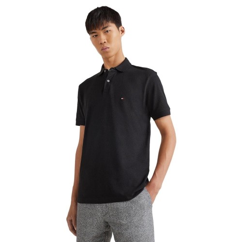 Ανδρικό Polo T-shirt Μαύρο Regular MW0MW17770-BDS Tommy Hilfiger