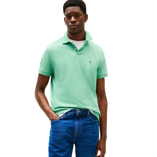 Ανδρικό Polo T-shirt Μέντα Regular MW0MW17770-L3J Tommy Hilfiger Ανδρικό Polo T-shirt Μέντα Regular MW0MW17770-L3J Tommy Hilfiger